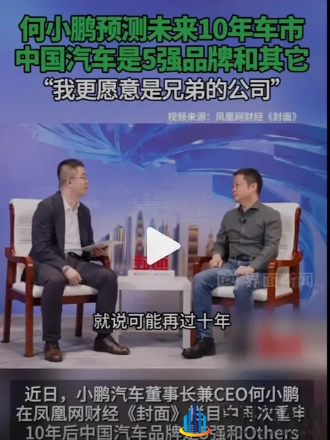 何小鹏称10年后中国汽车是5强品牌和其它-3