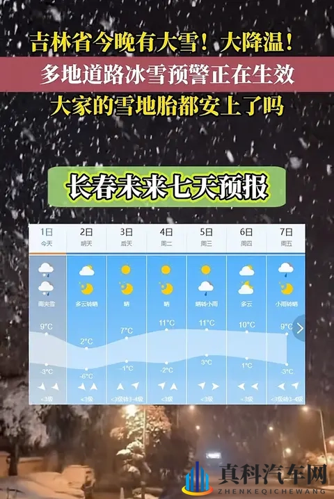 吉林今晚大雪+大降温!雪地胎没装的抓紧了!-1
