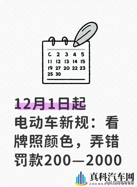 12月1日起电动车新规：看牌照颜色，弄错罚款200—2000-1