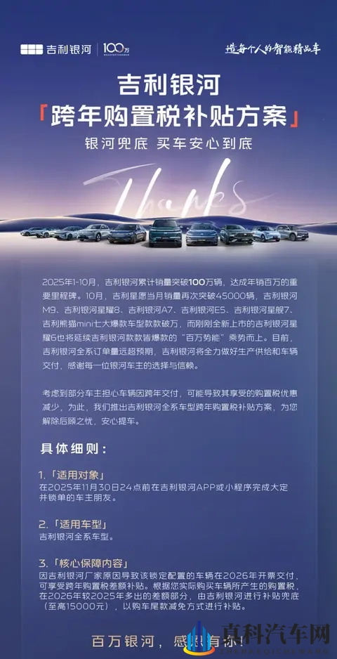 吉利银河推出购置税跨年补贴,最高15000元-3