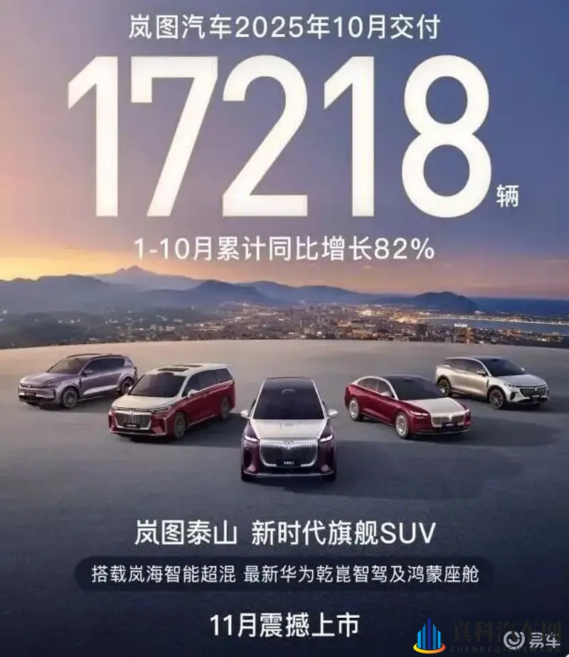 岚图汽车10月销量公布，17218辆再创新高-1